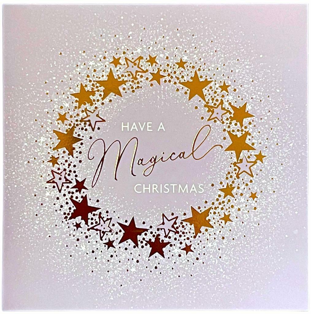 Beclen Harp Pack Of 10 Luxury Personalized Minted Christmas/Xmas Festive/Traditional Glitter/Sparkle/Shimmer Cards With White Envelopes