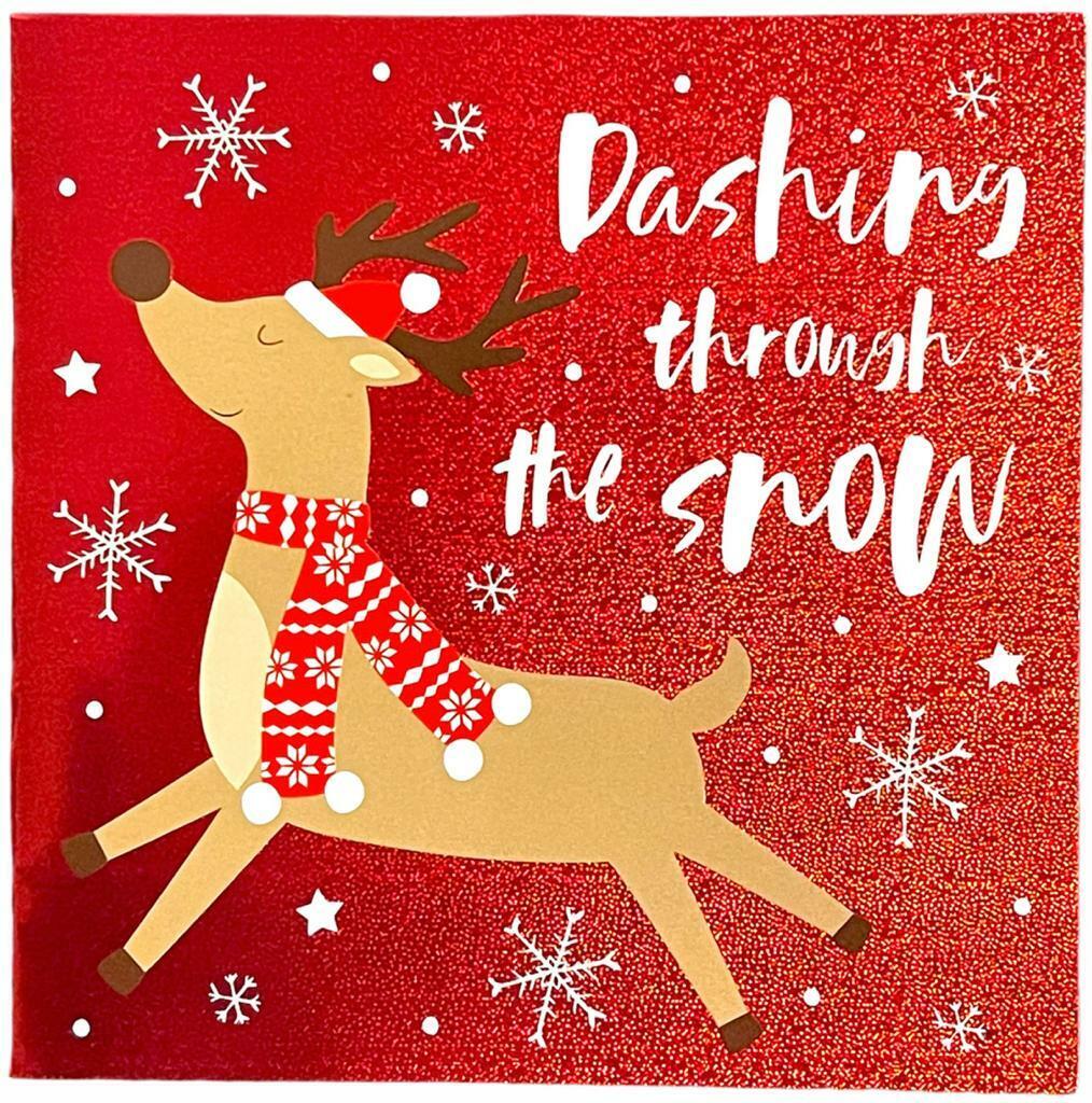 Beclen Harp Pack Of 10 Luxury Personalized Minted Christmas/Xmas Festive/Traditional Glitter/Sparkle/Shimmer Cards With White Envelopes