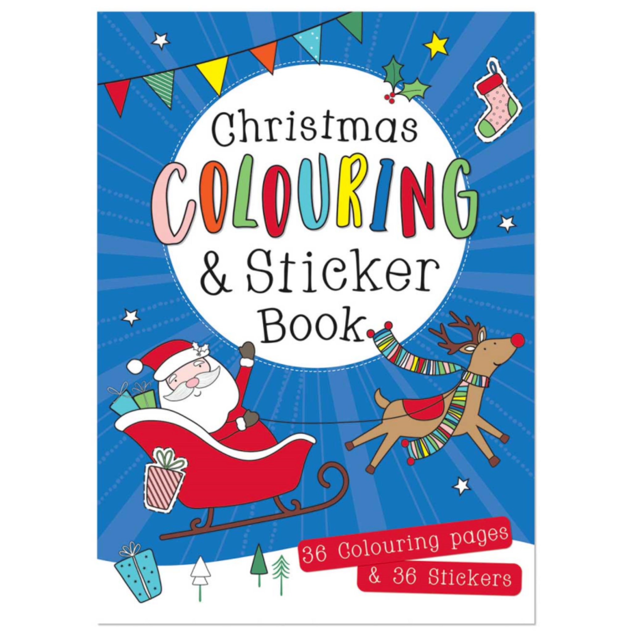 Beclen Harp A3 Festive Christmas/Xmas Colouring and Stickers Set With 20 Pencils Gift/Present Set-Creative Indoor Fun for Kids