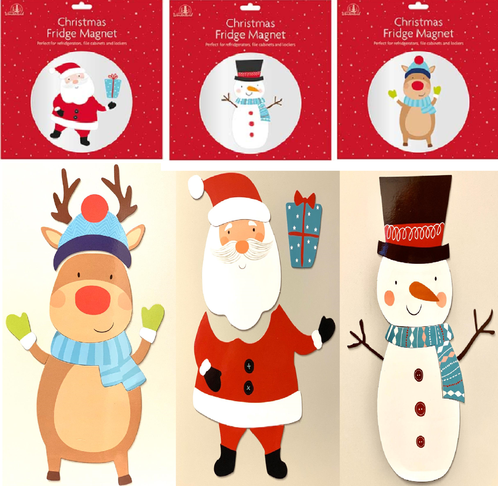 Beclen Harp Cute Christmas/Xmas Santa/Snowman/Reindeer Magnets For Fun Decoration Of Fridge/Freezer/Refrigerator/Dishwasher