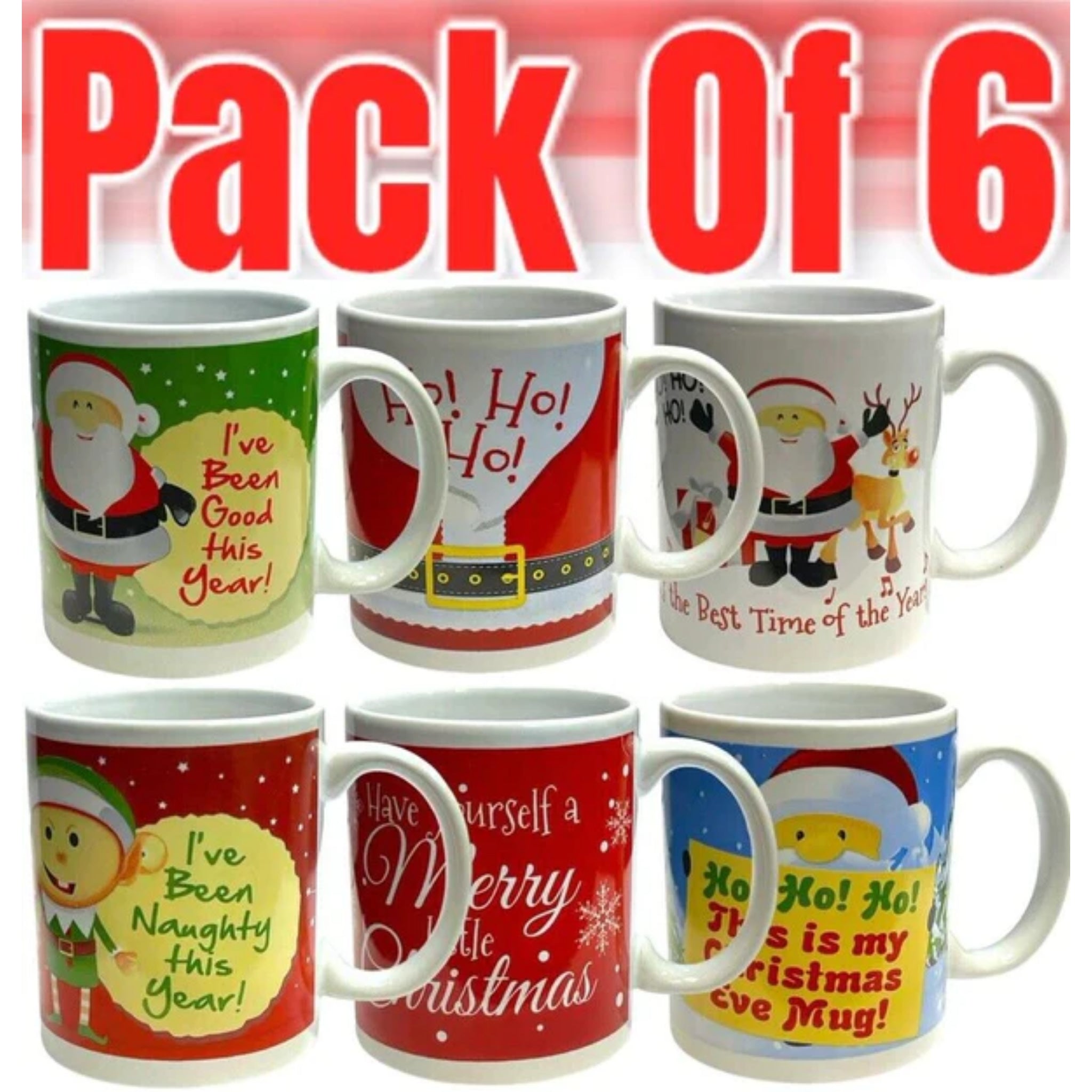 Beclen Harp 6pc Personalized Christmas/Xmas Eve Festive Fun Party Mugs/Cups For Kitchen/Home Appliance