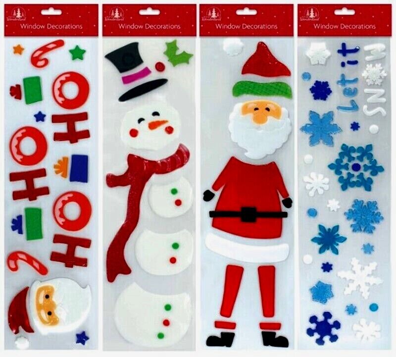 Beclen Harp Luxury Christmas/Xmas Window/Door/Wall Santa Snowman Peel And Stick/Gel Decal Home/Shop Décor Stickers