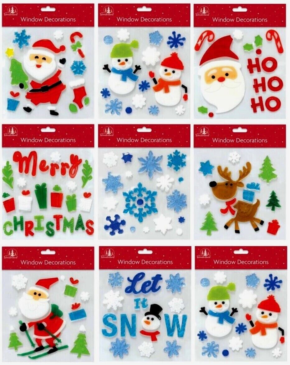 Beclen Harp Luxury Christmas/Xmas Window/Door/Wall Santa Snowman Peel And Stick/Gel Decal Home/Shop Décor Stickers