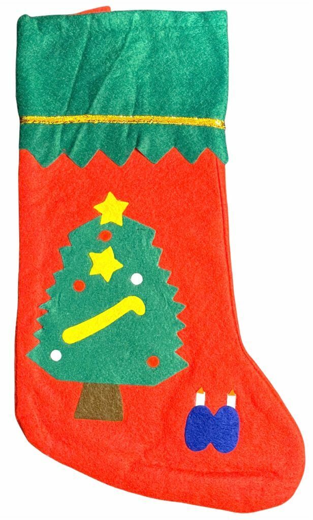 Beclen Harp Luxury Christmas/Xmas Personalized Deluxe Felt Embroidered Super Soft And Thick Stocking Sock For Party Decoration