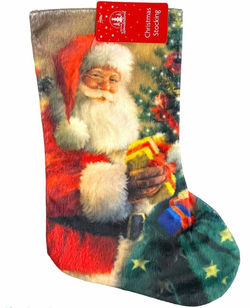 Beclen Harp Luxury Christmas/Xmas Personalized Deluxe Felt Embroidered Super Soft And Thick Stocking Sock For Party Decoration
