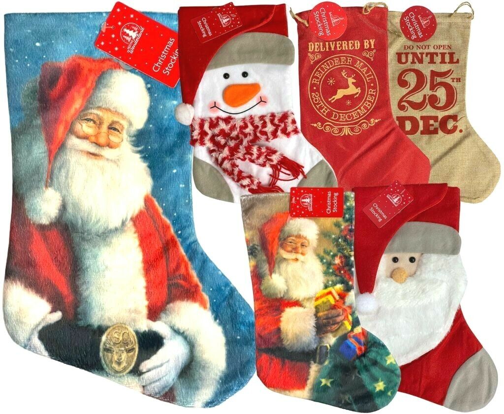 Beclen Harp Luxury Christmas/Xmas Personalized Deluxe Felt Embroidered Super Soft And Thick Stocking Sock For Party Decoration