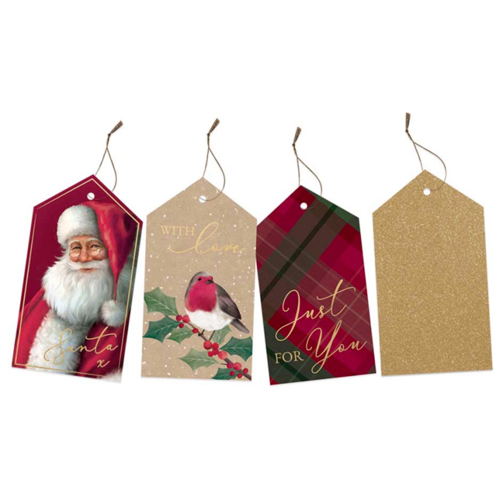 Beclen Harp 20pc Christmas/Xmas Santa Luxury Gift Tags/Lables With Coordinating Strings-Perfect Christmas Craft Gift