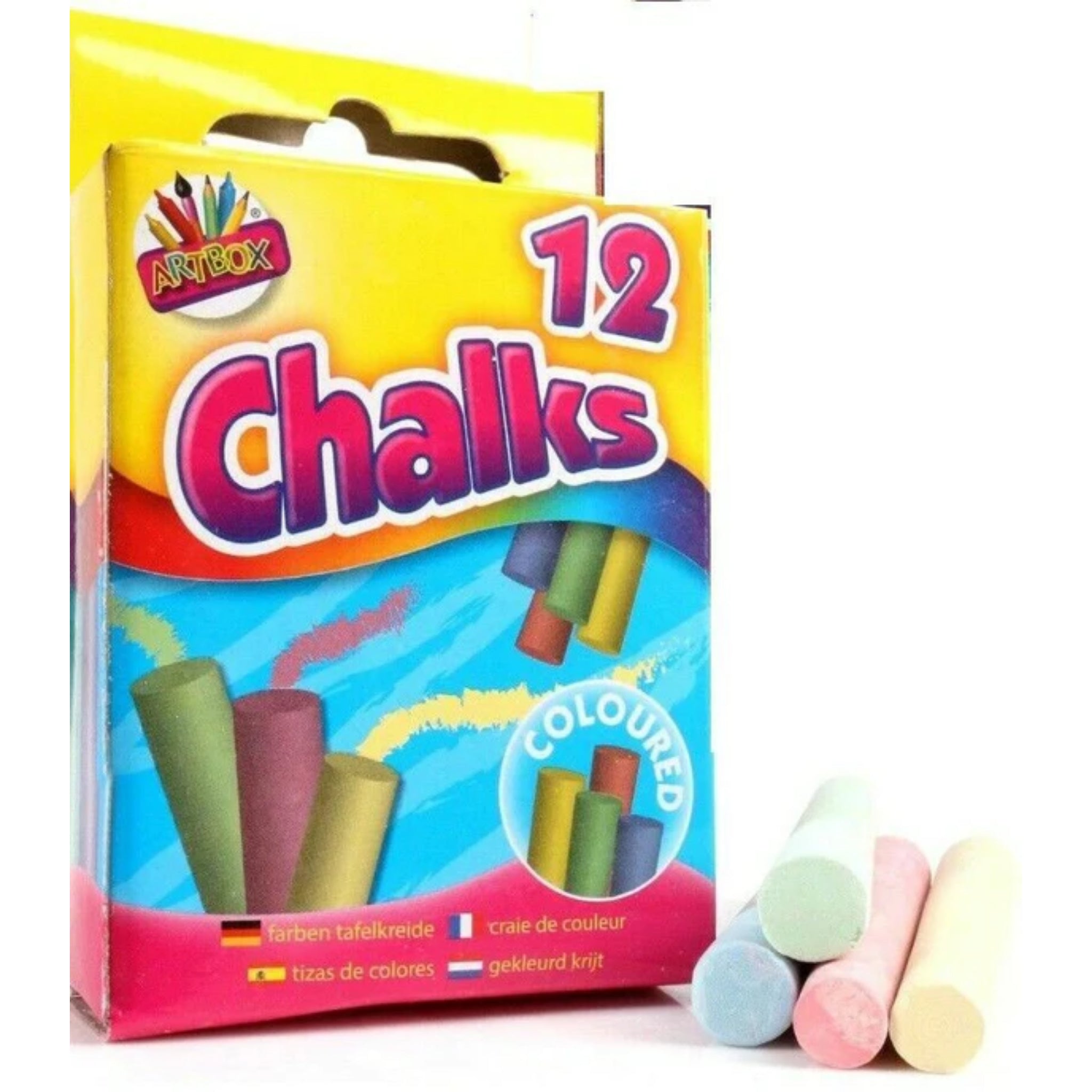 Beclen Harp 12 Coloured Chalk Sticks Blackboard Playground Pub Art Craft Kids