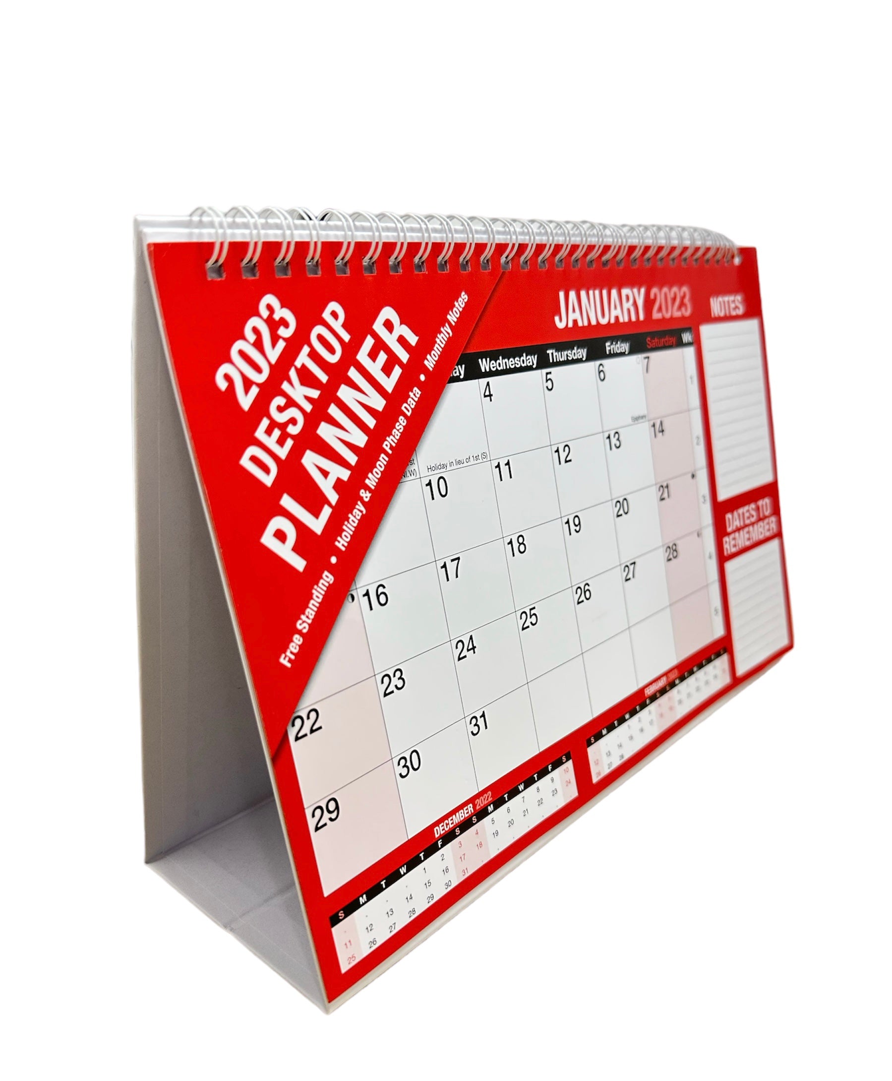 Beclen Harp Desktop Monthly Planner/ Month to View Free standing Flip Wire Bound Calendar 2023