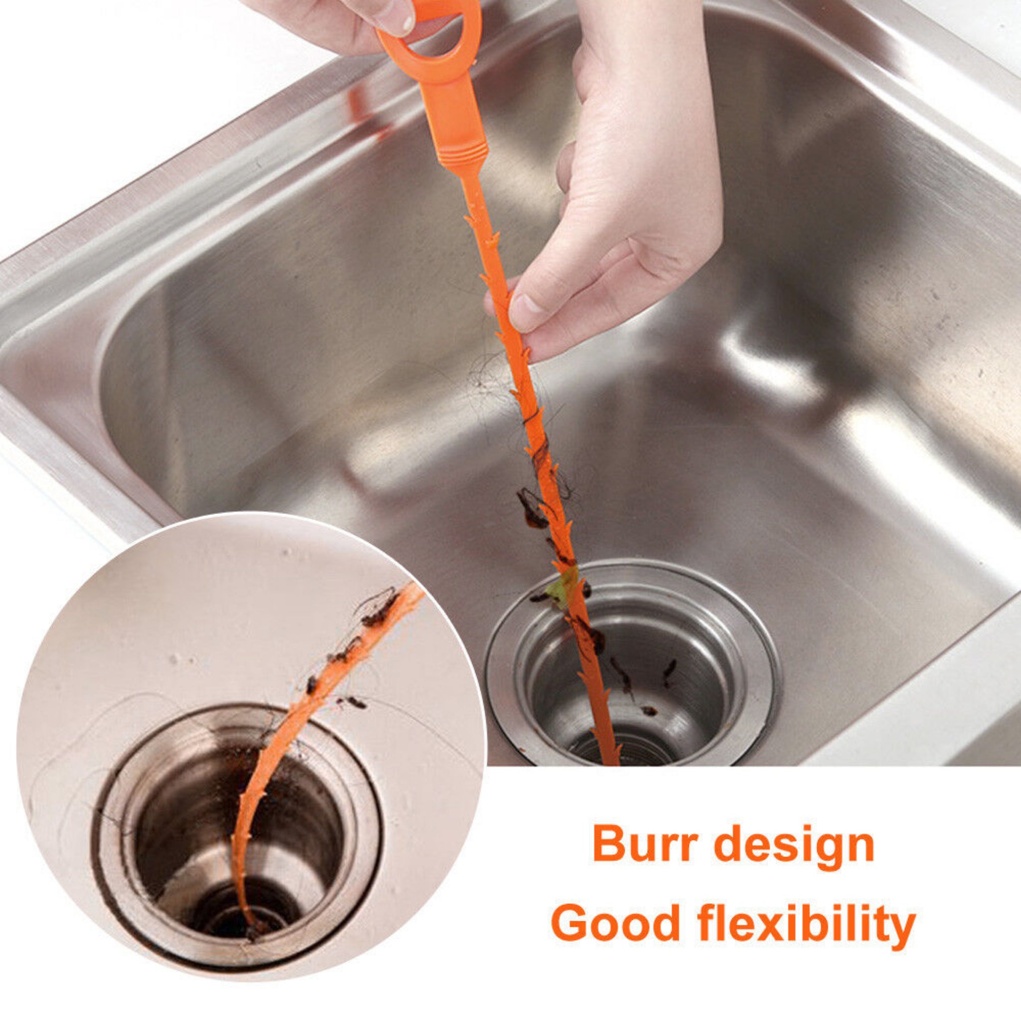 Beclen Harp 5pc Drain Clog Snake Cleaner/Unblocker/Hair Remover-Perfect Cleaning Tools Kit To Free Clogged Pipes Including Kitchen Sink/Bathtub/Shower