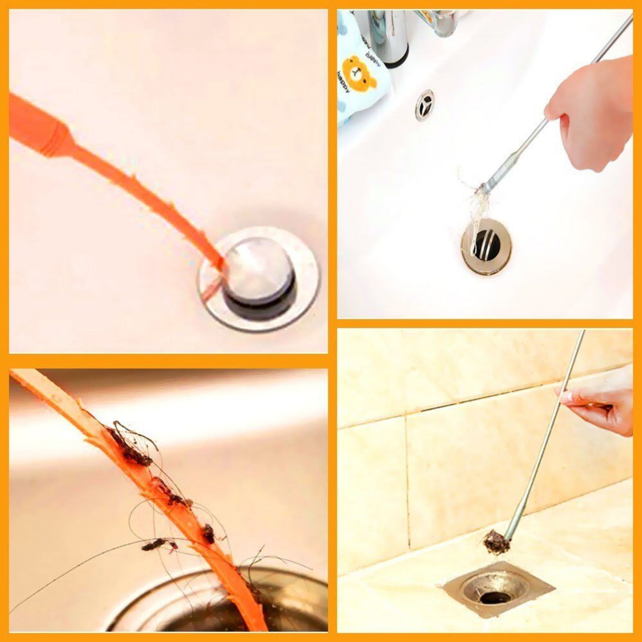 Beclen Harp 5pc Drain Clog Snake Cleaner/Unblocker/Hair Remover-Perfect Cleaning Tools Kit To Free Clogged Pipes Including Kitchen Sink/Bathtub/Shower