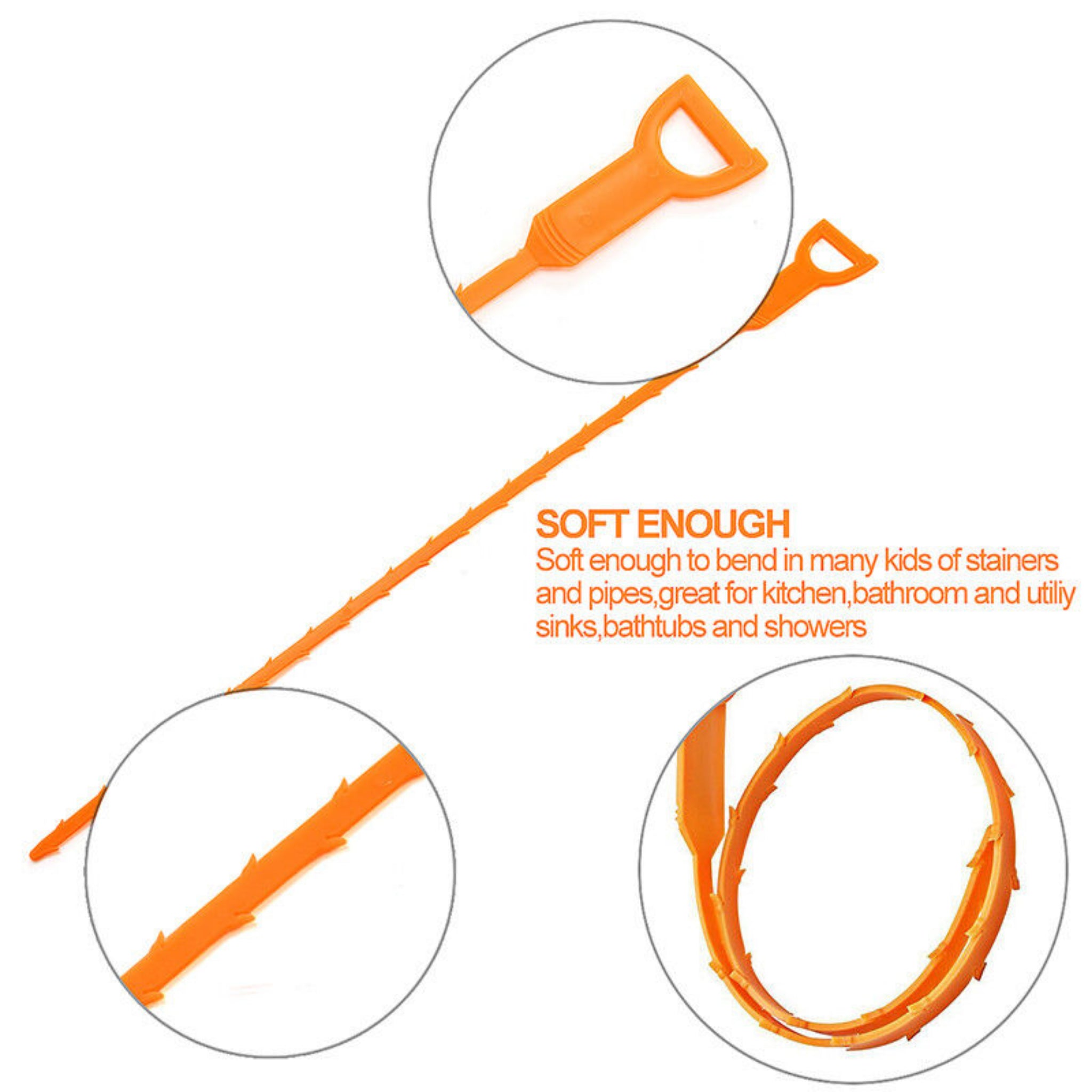 Beclen Harp 5pc Drain Clog Snake Cleaner/Unblocker/Hair Remover-Perfect Cleaning Tools Kit To Free Clogged Pipes Including Kitchen Sink/Bathtub/Shower