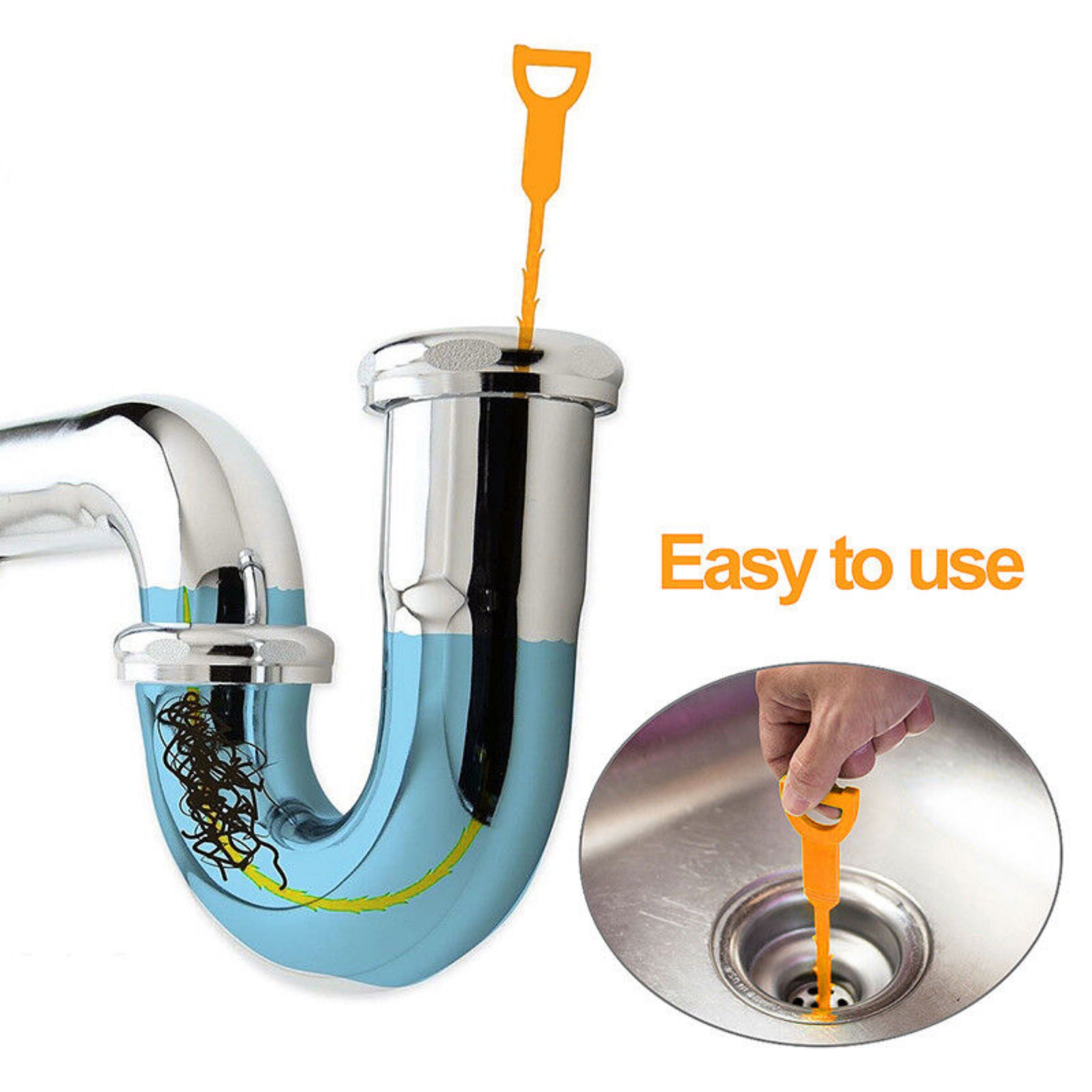 Beclen Harp 5pc Drain Clog Snake Cleaner/Unblocker/Hair Remover-Perfect Cleaning Tools Kit To Free Clogged Pipes Including Kitchen Sink/Bathtub/Shower