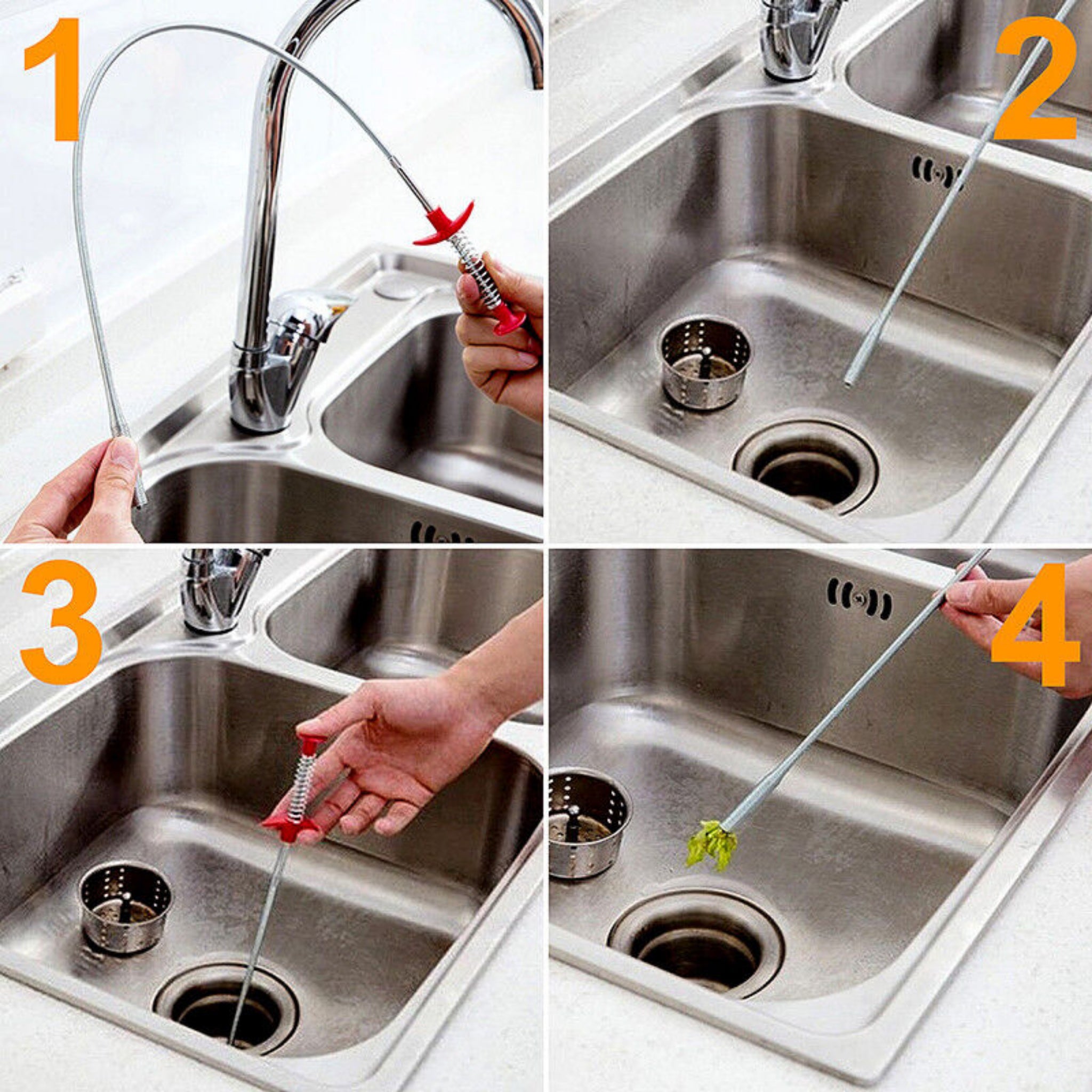 Beclen Harp 5pc Drain Clog Snake Cleaner/Unblocker/Hair Remover-Perfect Cleaning Tools Kit To Free Clogged Pipes Including Kitchen Sink/Bathtub/Shower