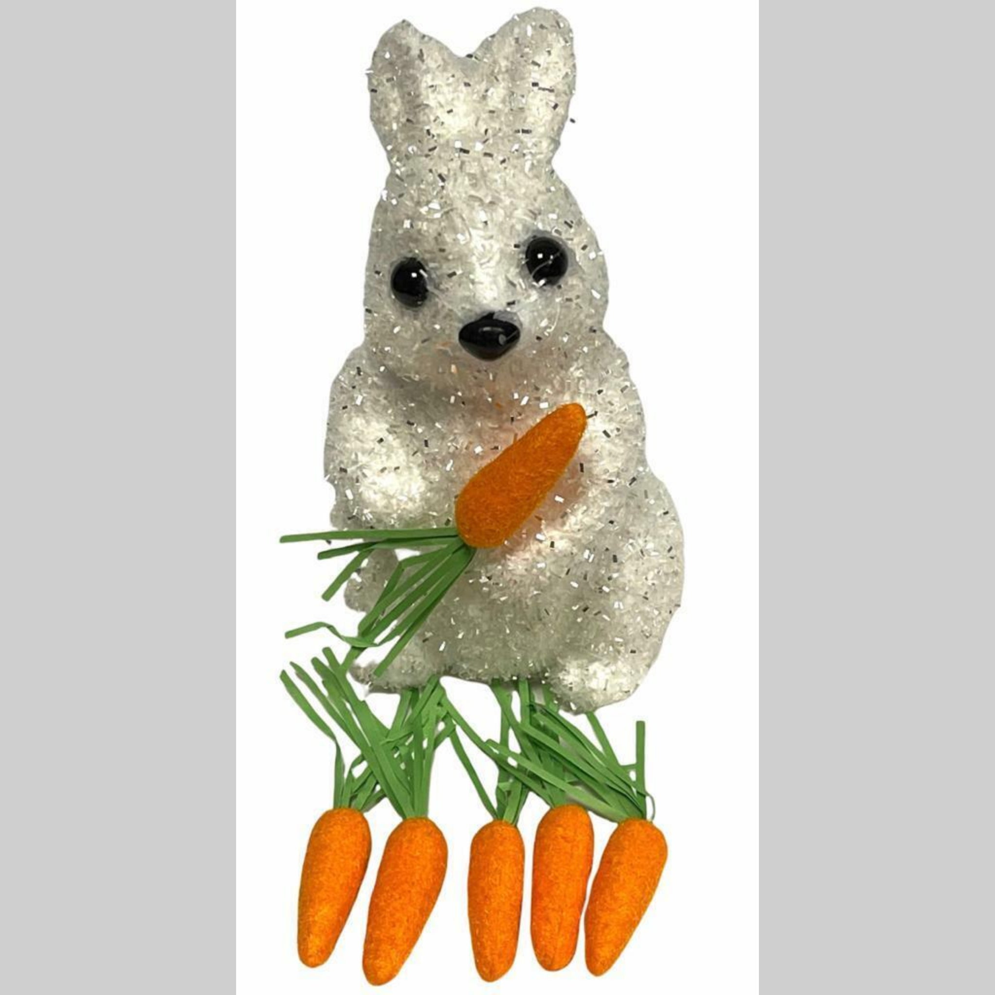 Beclen Harp 6" Easter Tinsel Shimmer/Glitter Bunny/Rabbit With Mini Carrot Party/Desk Decoration-Perfect For Easter Gift