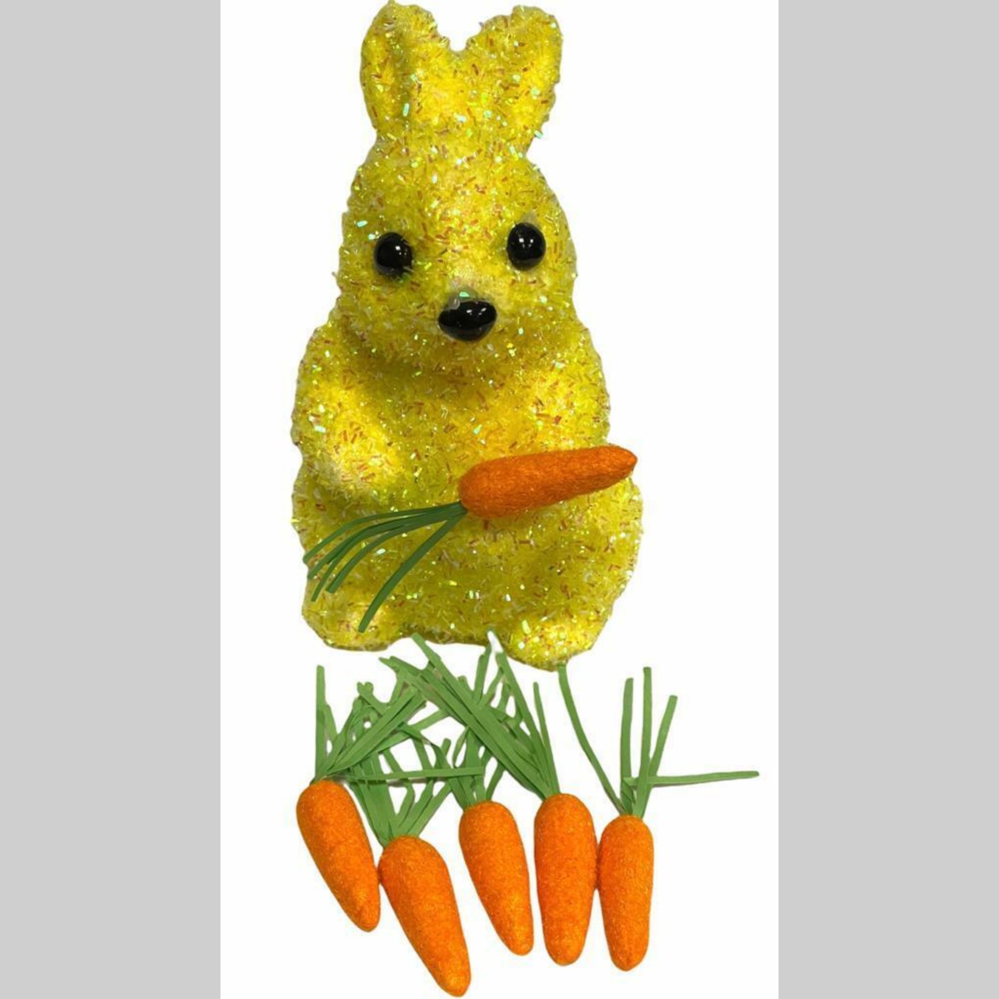 Beclen Harp 6" Easter Tinsel Shimmer/Glitter Bunny/Rabbit With Mini Carrot Party/Desk Decoration-Perfect For Easter Gift