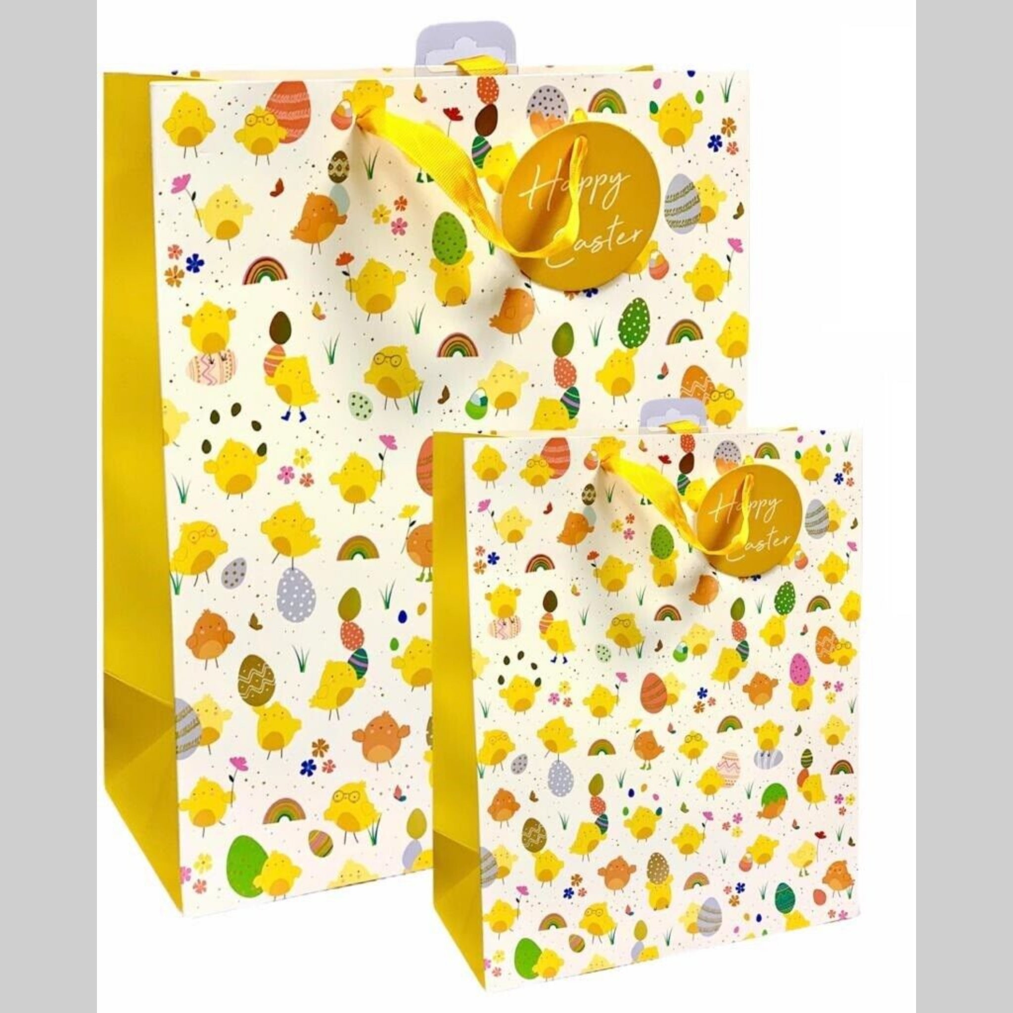 Beclen Harp L/M Size Luxury Easter Traditional Cute Chicks/Bunnies Print Present/Gift Bags With ''Happy Easter'' Tag