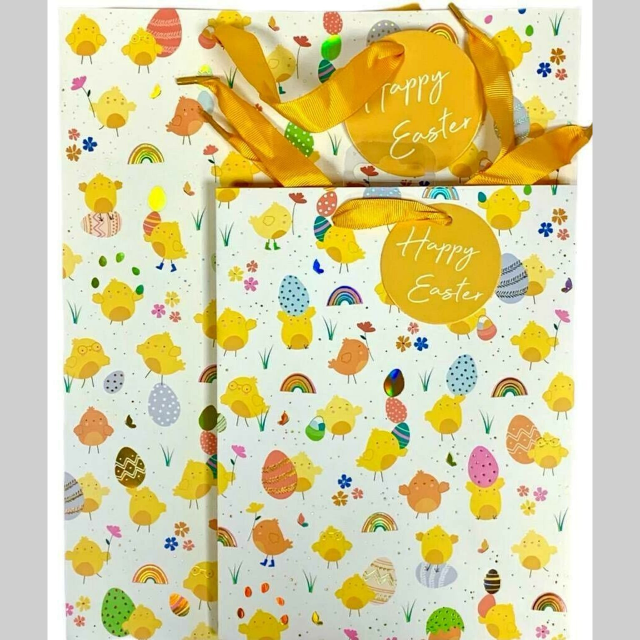 Beclen Harp L/M Size Luxury Easter Traditional Cute Chicks/Bunnies Print Present/Gift Bags With ''Happy Easter'' Tag