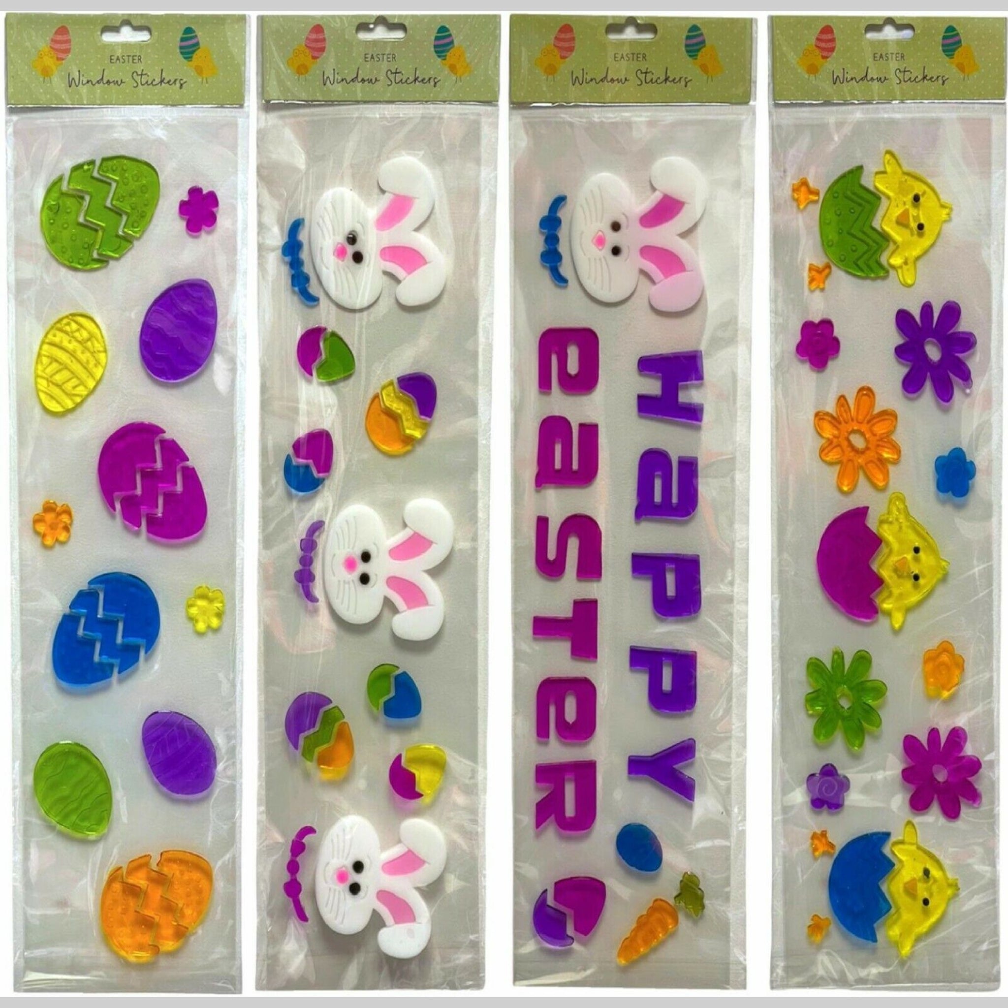 Beclen Harp Luxury Happy Easter Cute Bunny/Chick/Egg Window/Glass Door Peel And Stick/Gel/Decal Party Stickers-Perfect Decoration For Easter