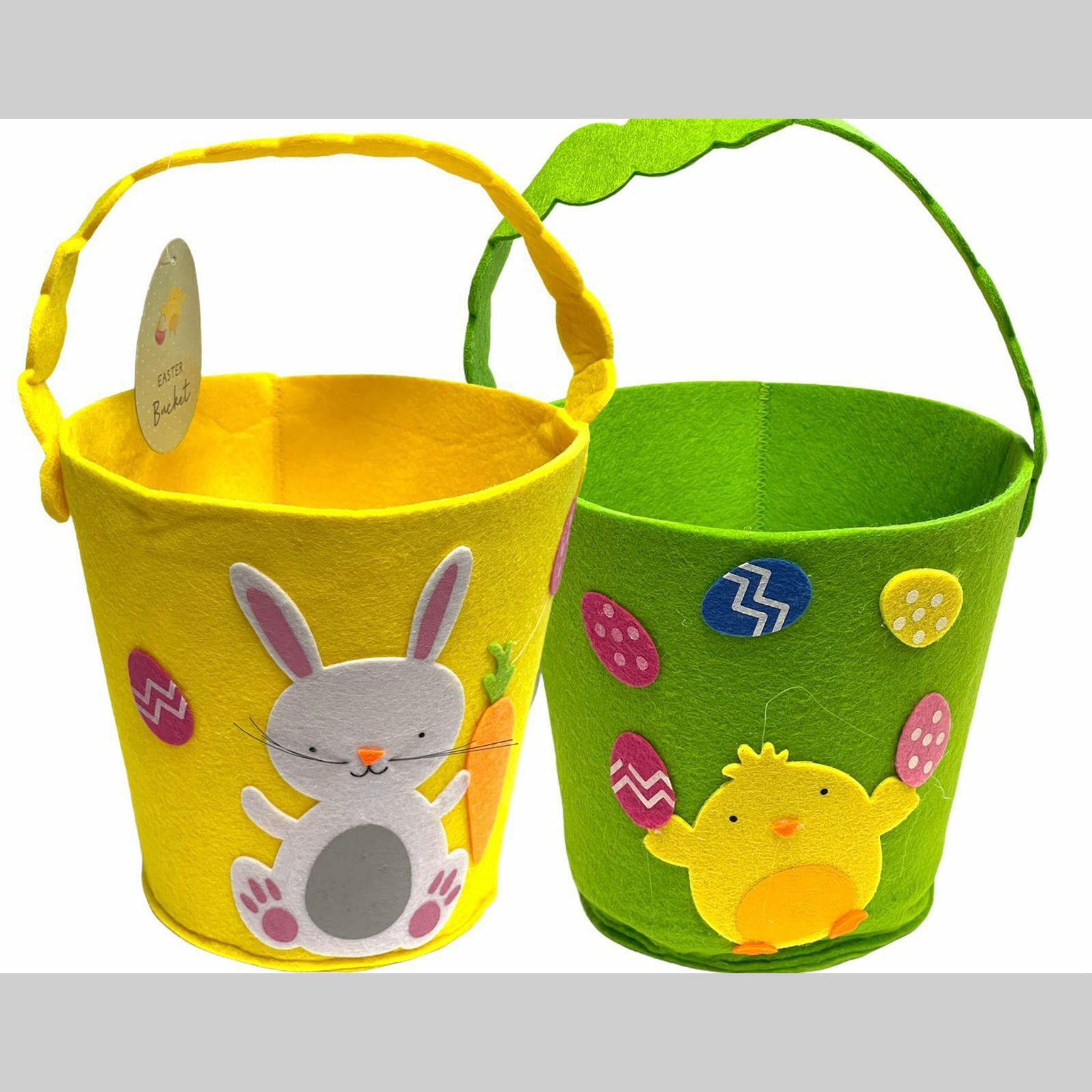 Beclen Harp Easter Chick/Bunny Treat Soft Felt Bucket/Basket With Handle For Party Decoration-Perfect Easter Gift For Kids