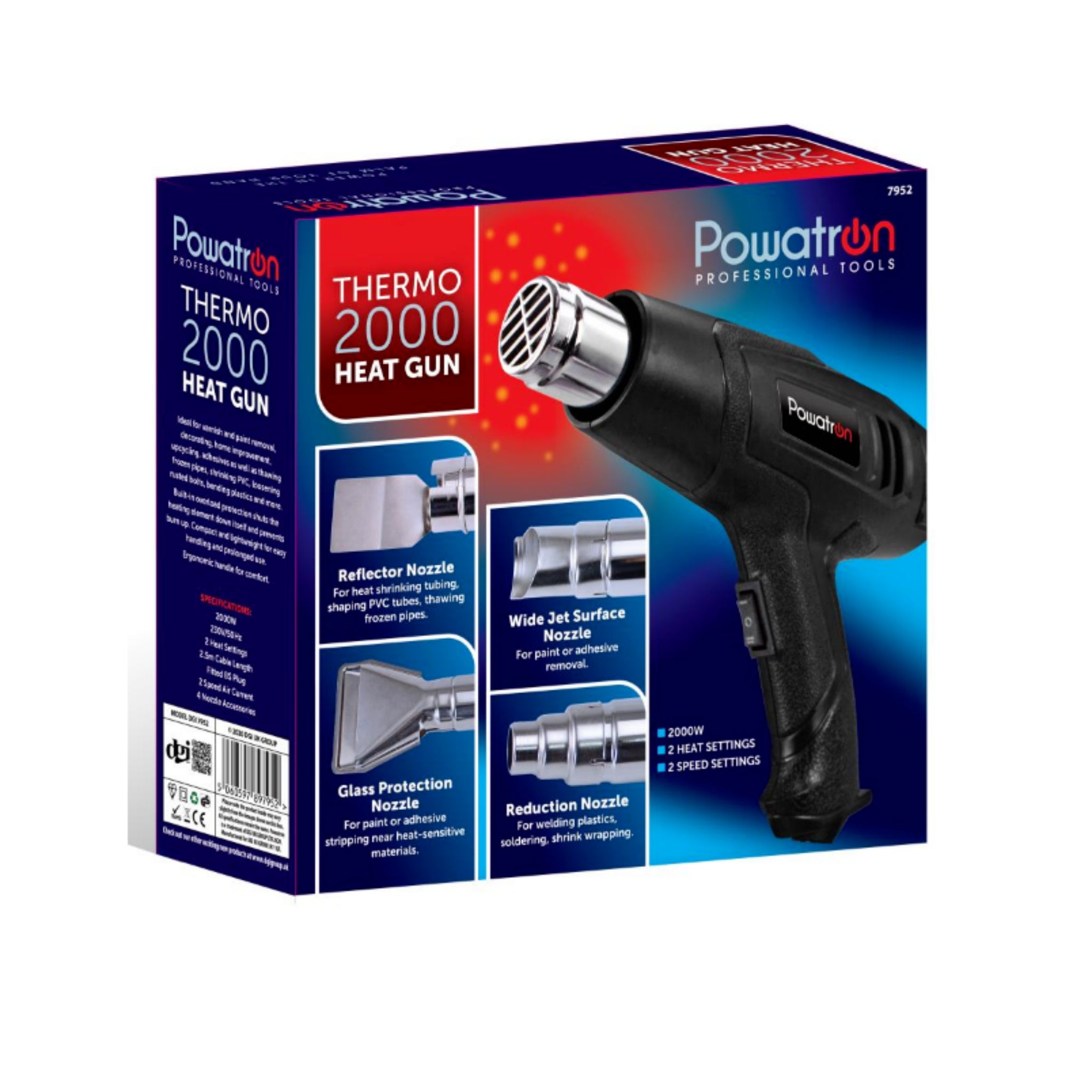 Beclen Harp 2000W DIY Electric Heat Gun Dual Temperature Paint Stripper With 4 Nozzels-Perfect DIY Tool
