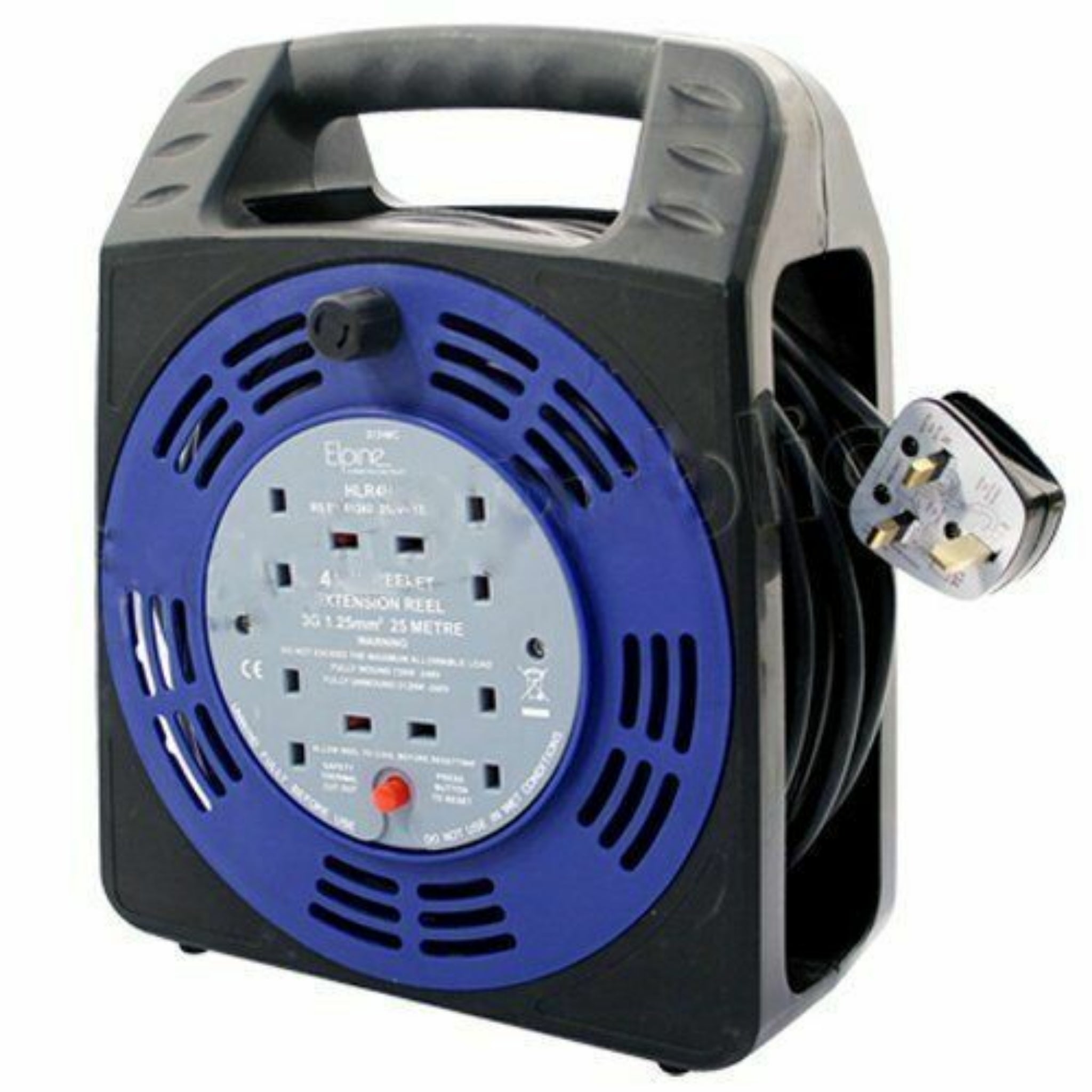 Beclen Harp 4 Way 25M Heavy Duty Electric Extension Cable/Reel/Lead Mains Plug Socket Lead