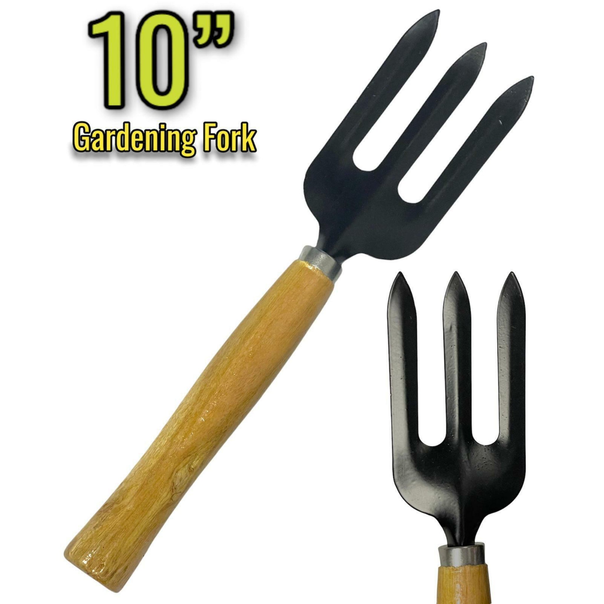 Beclen Harp 10'' Easy Wooden Grip Hard Garden Hand Fork Cultivator Spade-Perfect Tool For Gardening/Weeding/Planting
