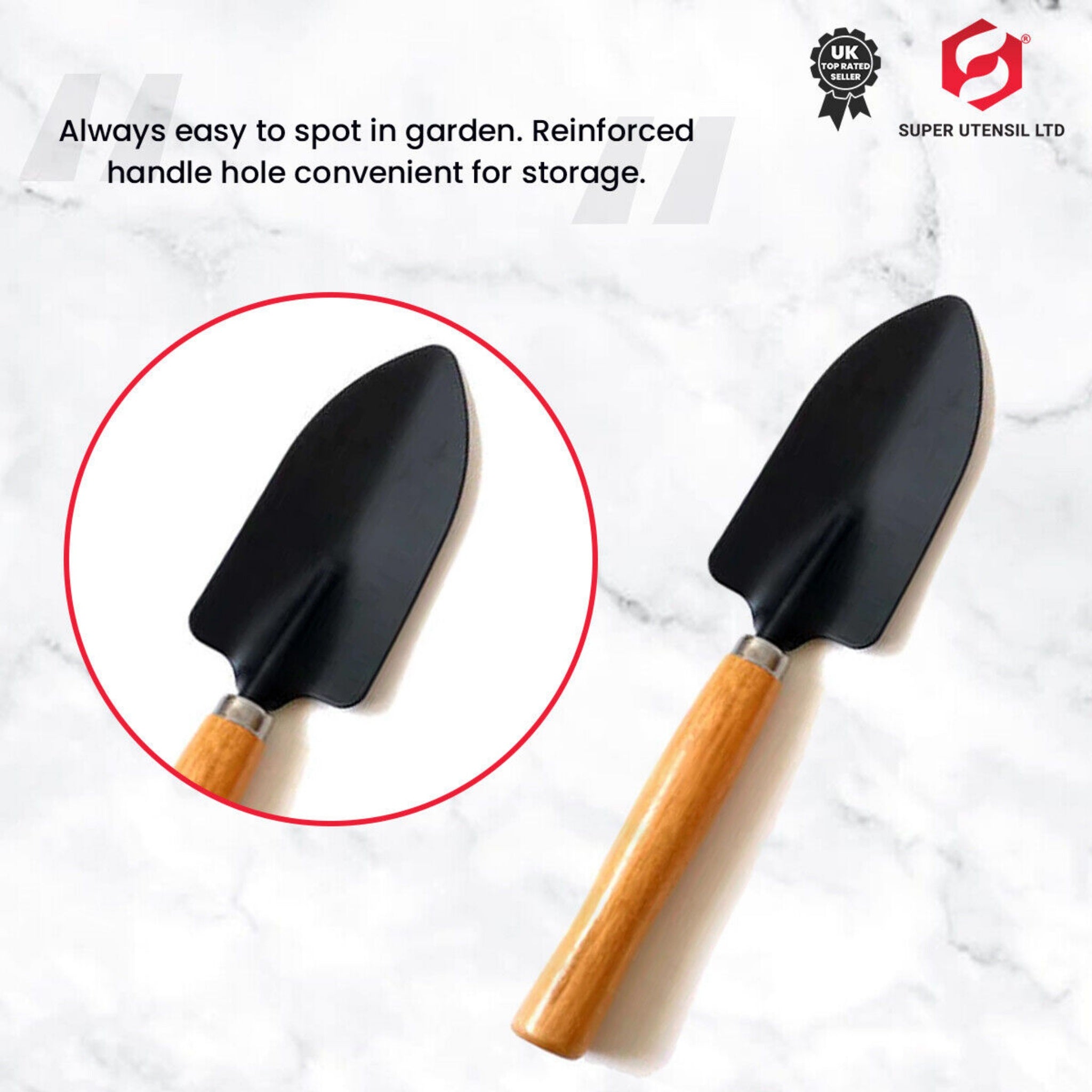 Beclen Harp 3pc Set Mini Gardening Wooden Hand Tool Set Cultivator Fork Trowel Shovel Kit Garden UK