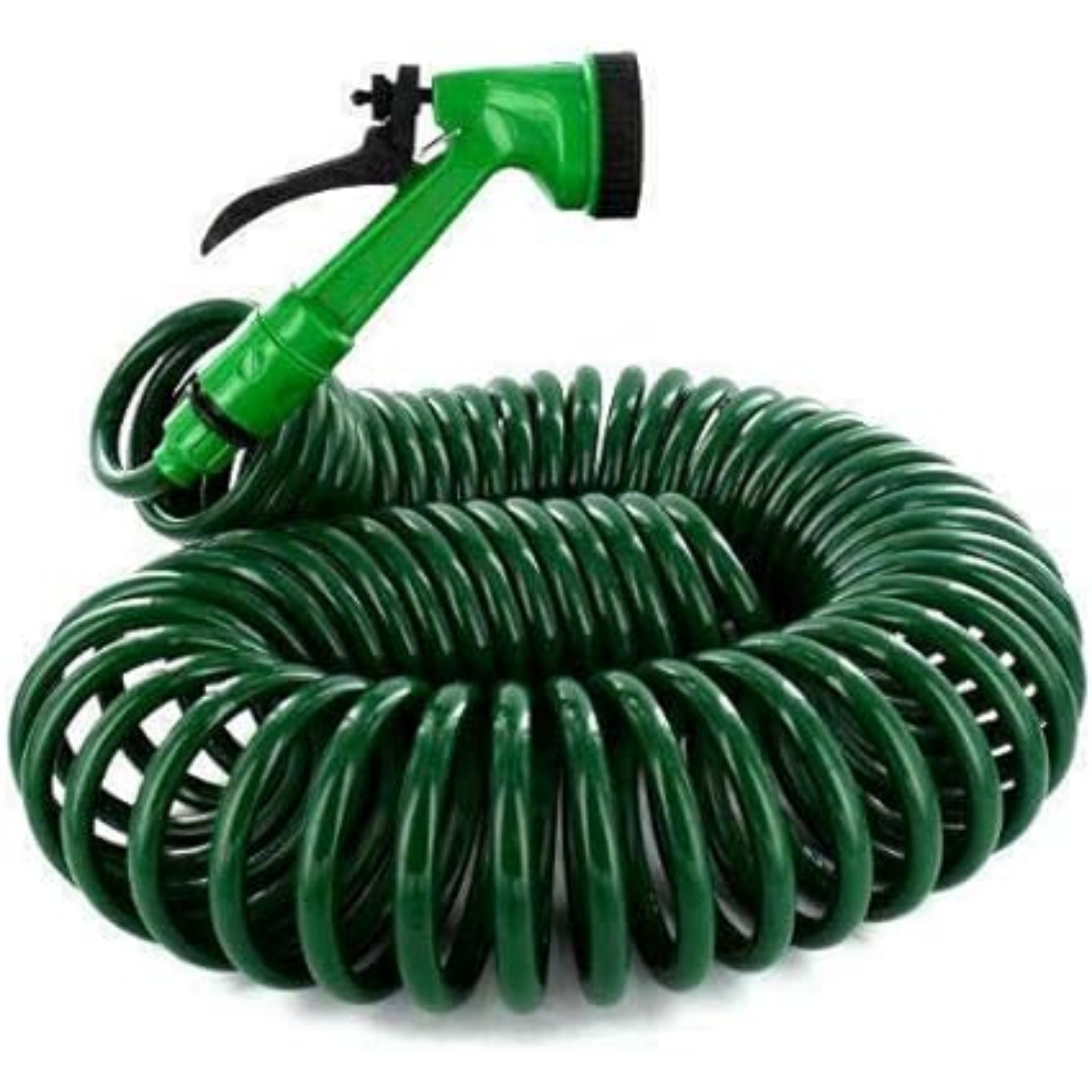 Beclen Harp 30m Coiled/Spiral Garden Hose With Hose Nozzle Set HEAVY DUTY
