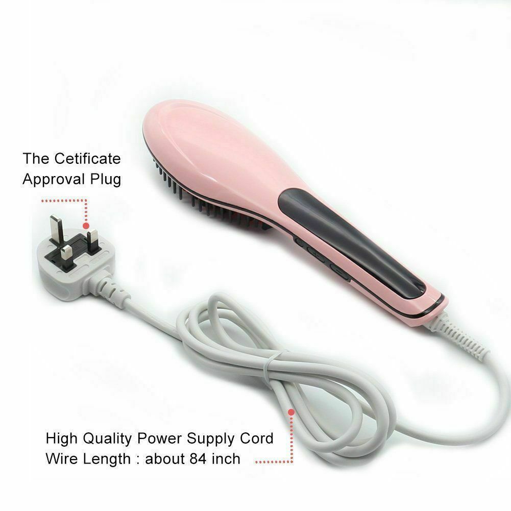 Beclen Harp Pink Professional LCD Display Ceramic Heated Hair Straightening Brush-Perfect Christmas/Xmas Gift