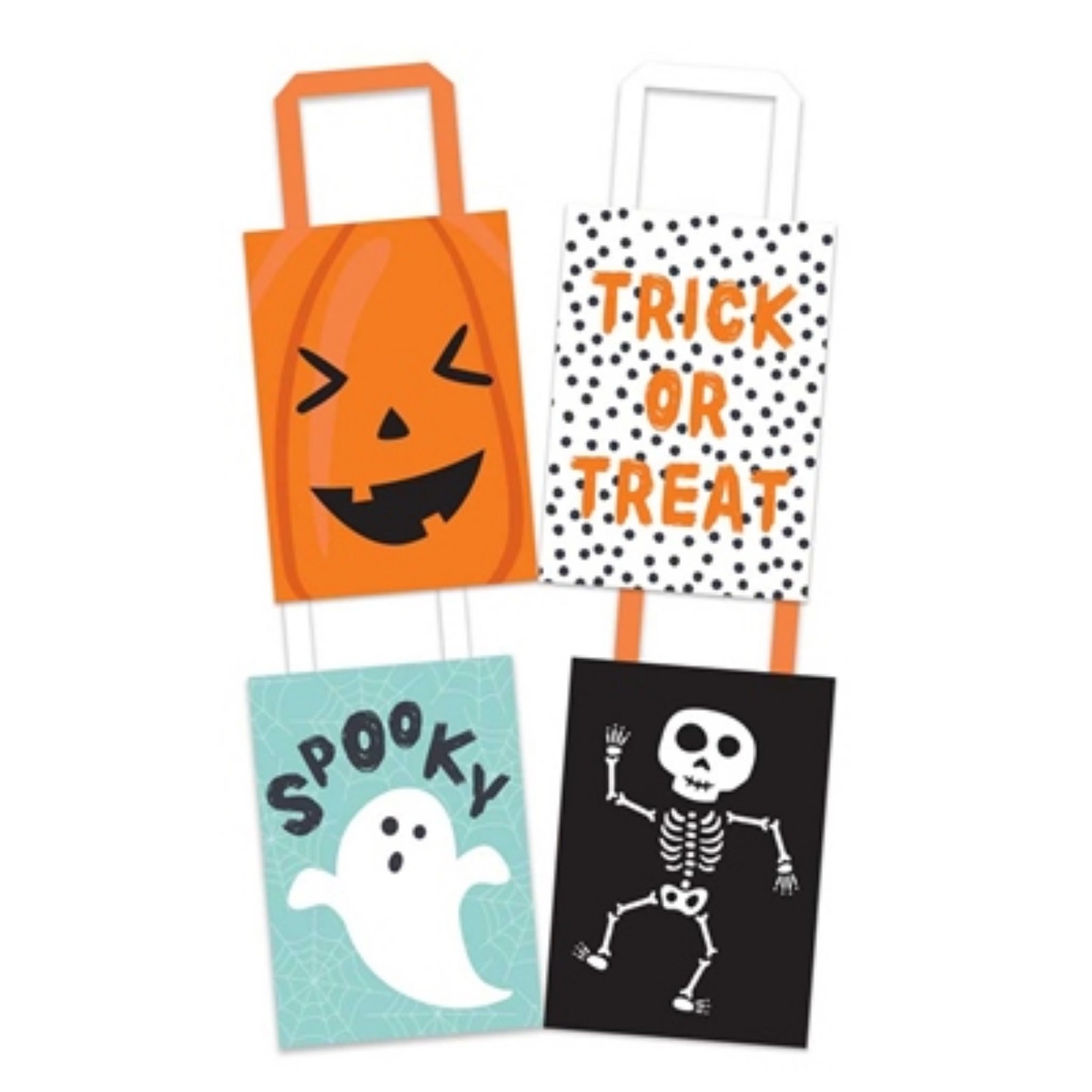 Beclen Harp Cute Halloween Paper Trick Treat Spooky Pumpkin Skeleton Party Bags Gift Decor 2XBag