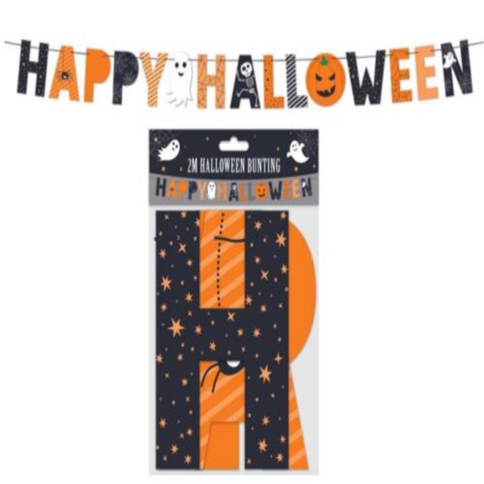 Beclen Harp 2m Happy Halloween Paper Bunting Decorations/ Printable Pumpkin Banner Kids Spooky Party Indoor Outdoor