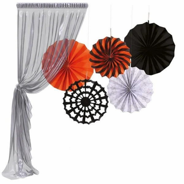 Beclen Harp Fancy Halloween Hanging Coloured Paper Tissue Party 3D Fan Ceiling Door Fall Decorations Funny Unique 5Pieces Spooky Fun Assorted Ghost Décor Indoor Outdoor