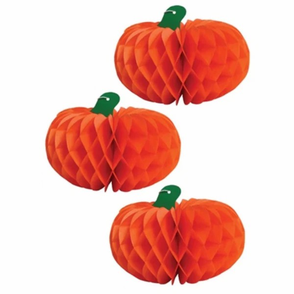 Beclen Harp Halloween 3 Paper Honeycomb Hanging Pumpkin 3D Decorations/ Spooky Fun Tissue Paper Scary Party Coloured Fan Ceiling Door Decor Indoor Outdoor