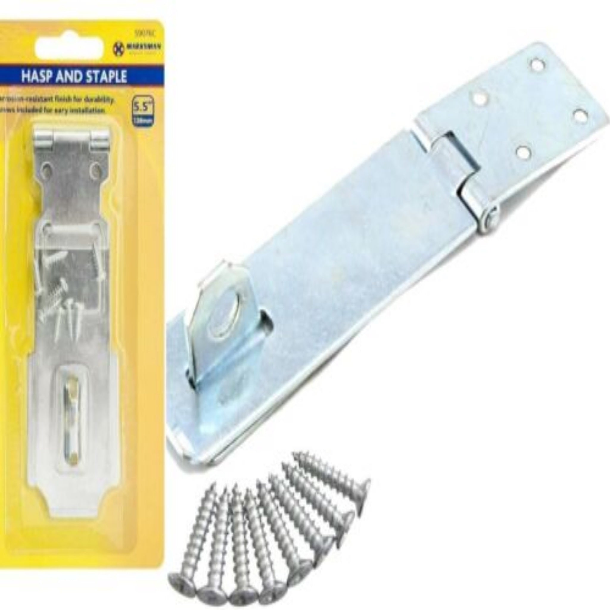 Beclen harp Shed Gate Door 5.5" Solid Safety Hasp and Staple Latch Lock Staple Cupboard With Screws Door & Multi Purpose Use