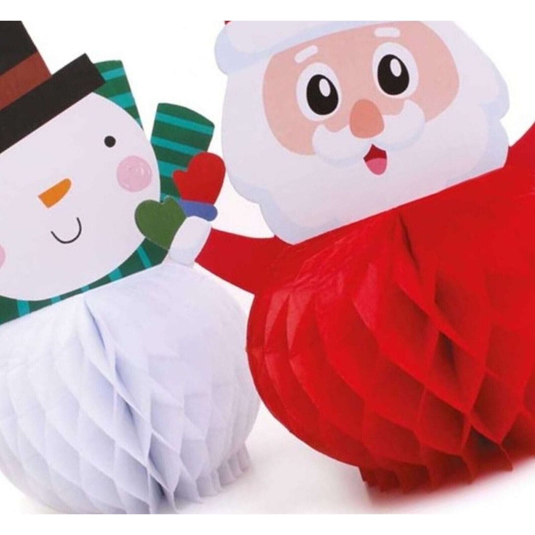 Beclen Harp 2x Christmas/Xmas 3D Honeycomb Paper Santa And Snowman Party Hanging Tablescape-Perfect Christmas/Xmas Decoration