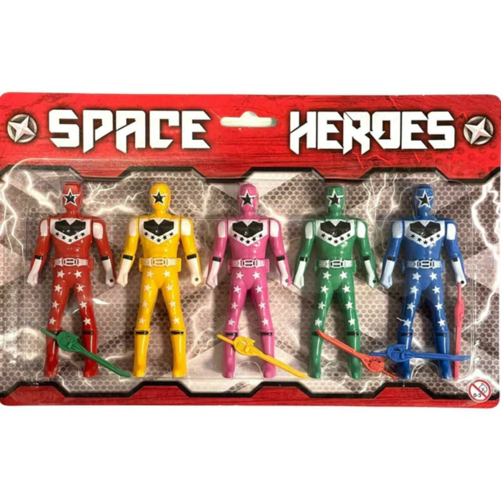 Beclen Harp 5Pcs Kids Space Heroes Action Figures In Blister Pack Party Bag Filler Kandytoys