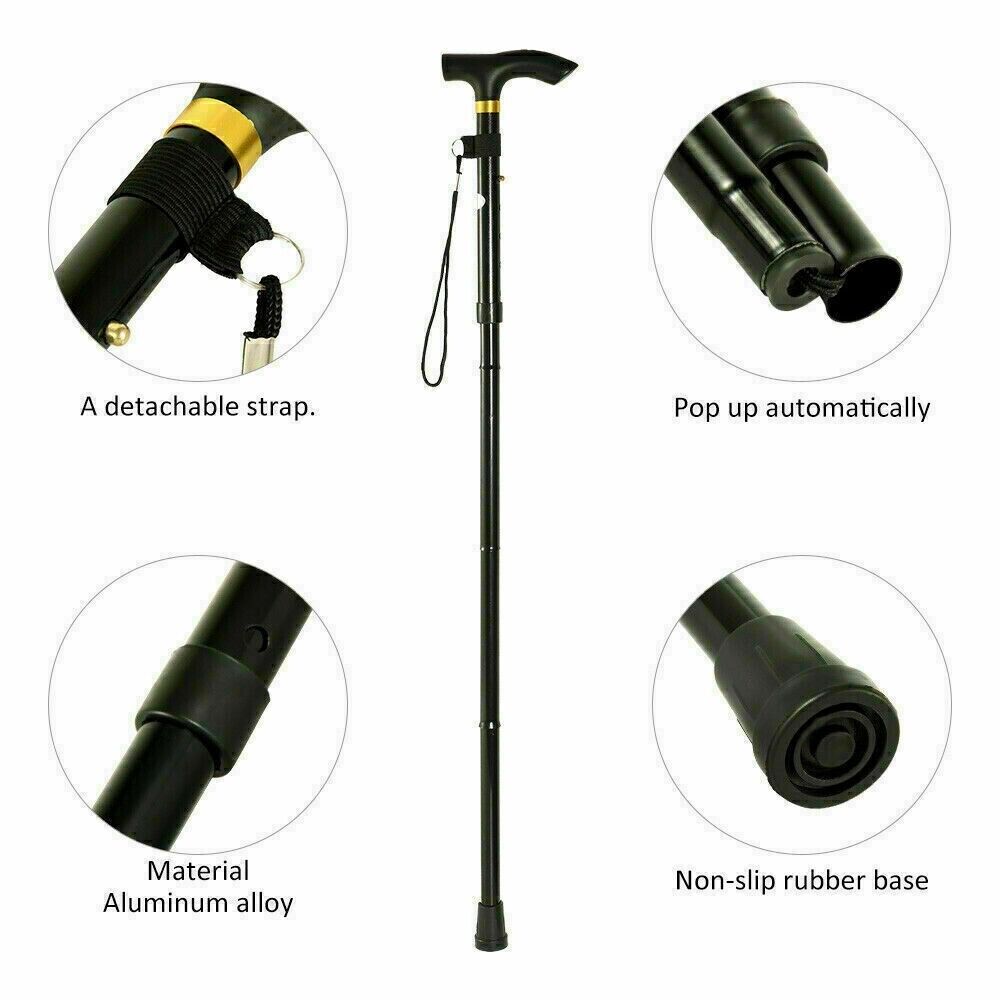Beclen Harp Aluminium Metal Easy Adjustable Folding Collapsible Travel Cane/Walking Stick