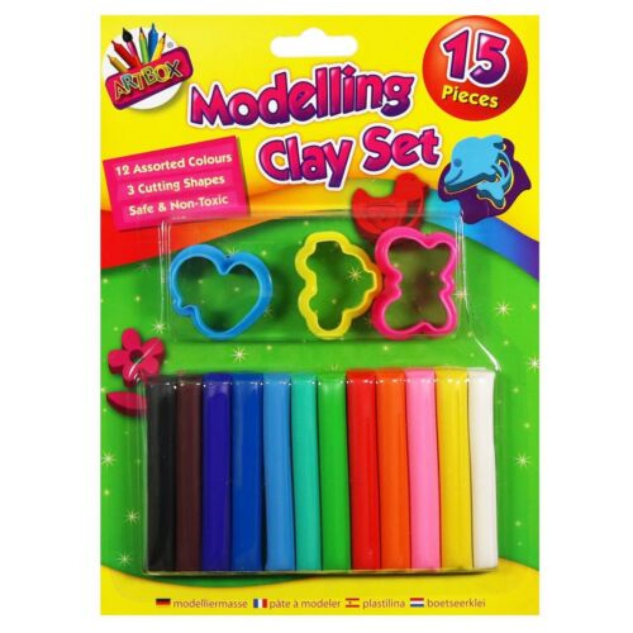Beclen Harp 15 Colours Modelling Clay Strips Set For Art Craft with shapes and Plasticine Play Doh Party kids fun set