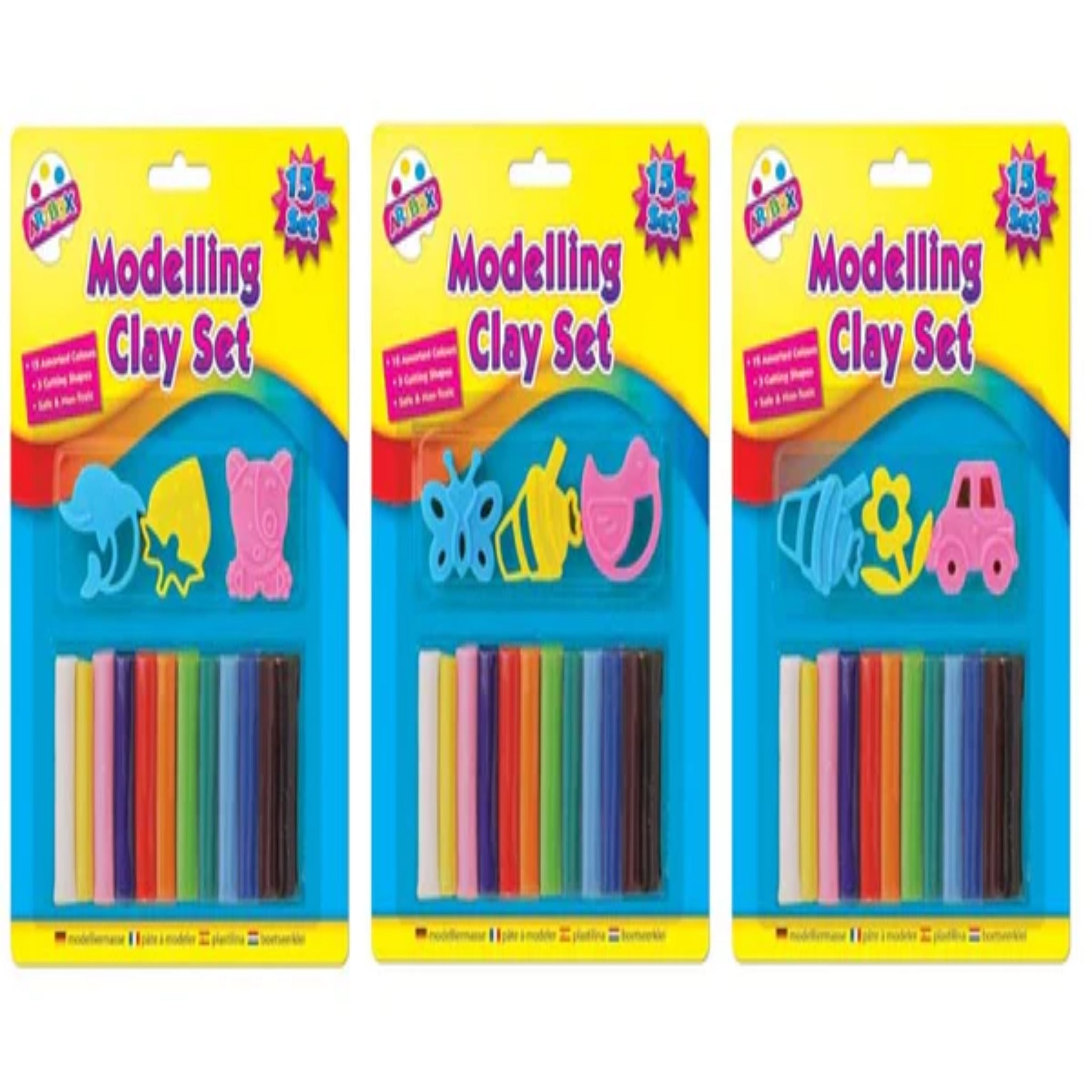 Beclen Harp 15 Colours Modelling Clay Strips Set For Art Craft with shapes and Plasticine Play Doh Party kids fun set