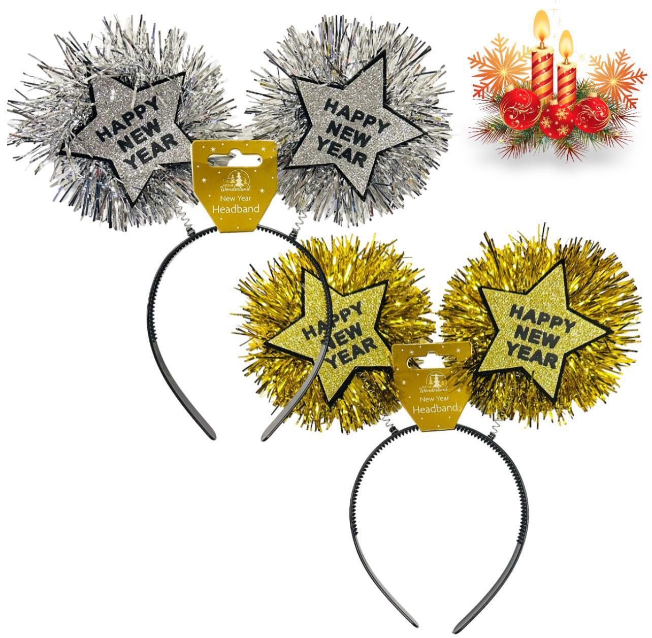 Beclen Harp Shiny Tinsel Happy New Year Girly Crown Hair Headband-Perfect Christmas/Xmas And New Year Gift