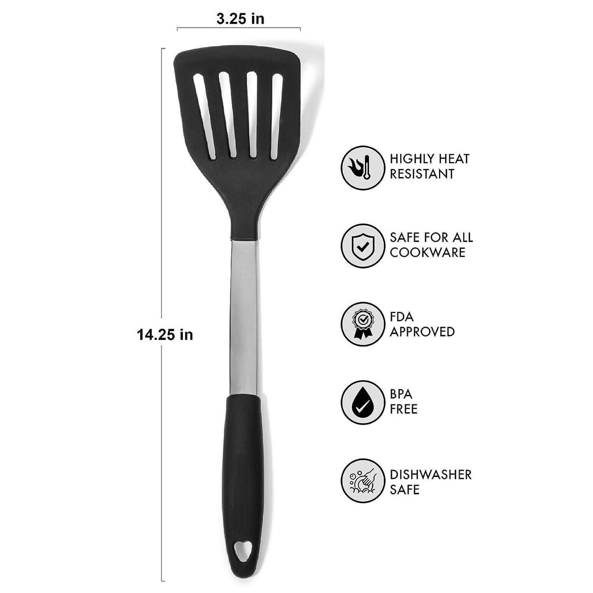 Beclen Harp 32cm Nylon Non Stick Solid And Slotted Turner/Flipper Heat Resistant Spatula-Perfect Kitchen/Cooking Companion Tool
