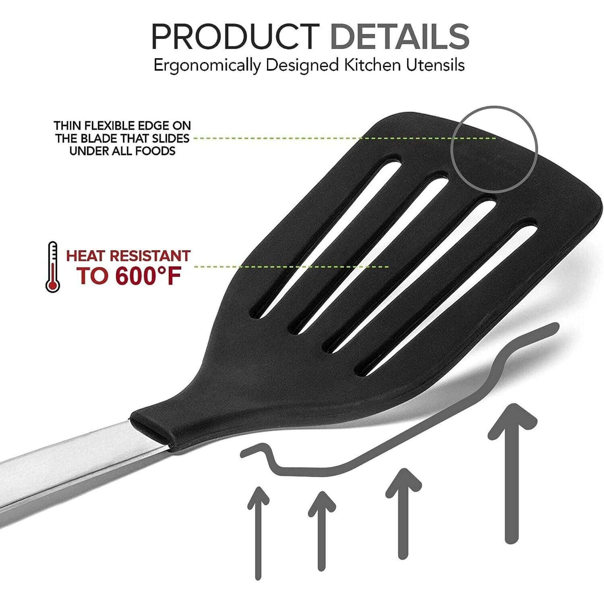 Beclen Harp 32cm Nylon Non Stick Solid And Slotted Turner/Flipper Heat Resistant Spatula-Perfect Kitchen/Cooking Companion Tool