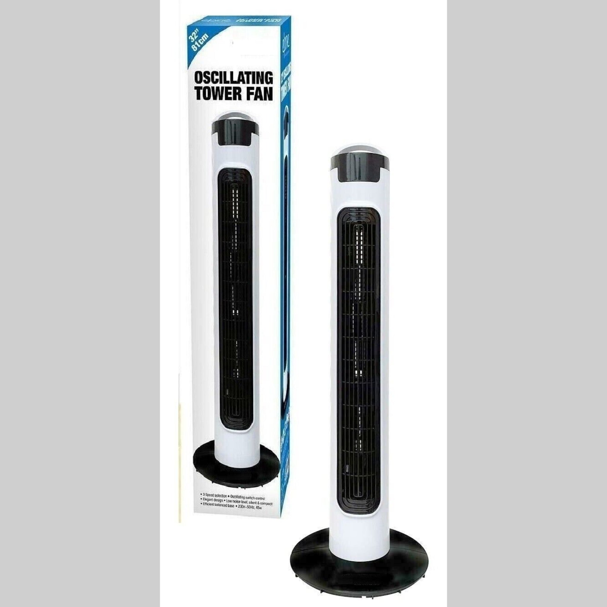 Beclen Harp 32-Inch Slim Oscillating Tower Air Cooling Quiet/Silent Fan With 3 Speeds-Perfect Summer Essential