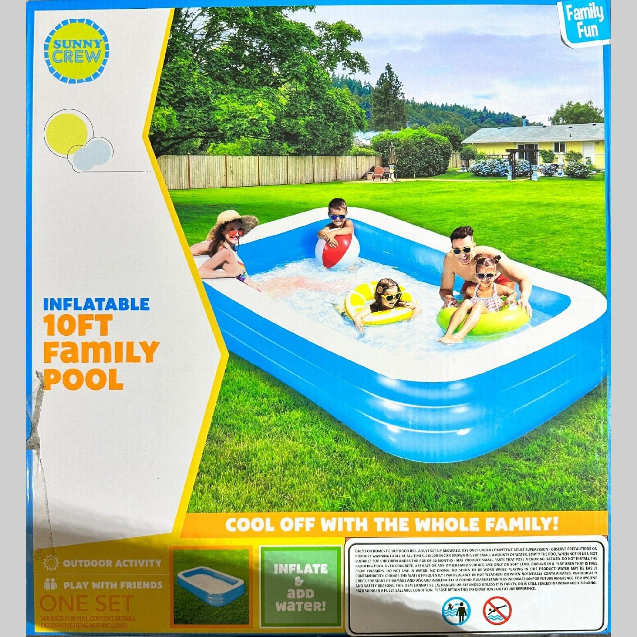 Beclen Harp Giant Inflatable Rectangular Paddling Swimming Pool For Summer/Outdoor Family Fun/Relax