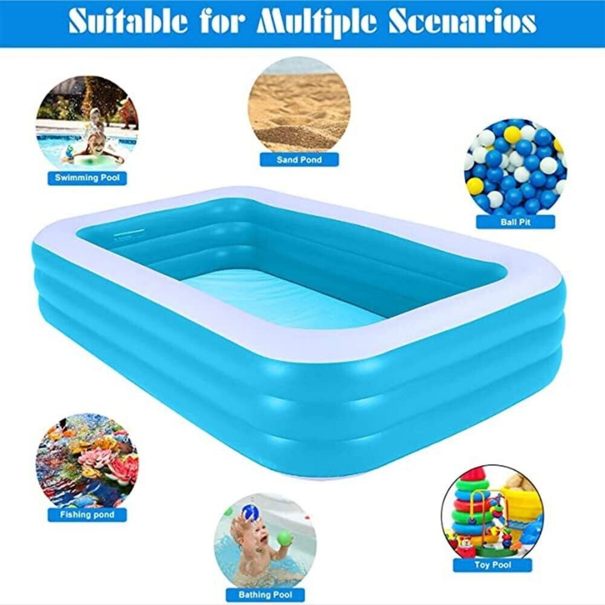 Beclen Harp Giant Inflatable Rectangular Paddling Swimming Pool For Summer/Outdoor Family Fun/Relax