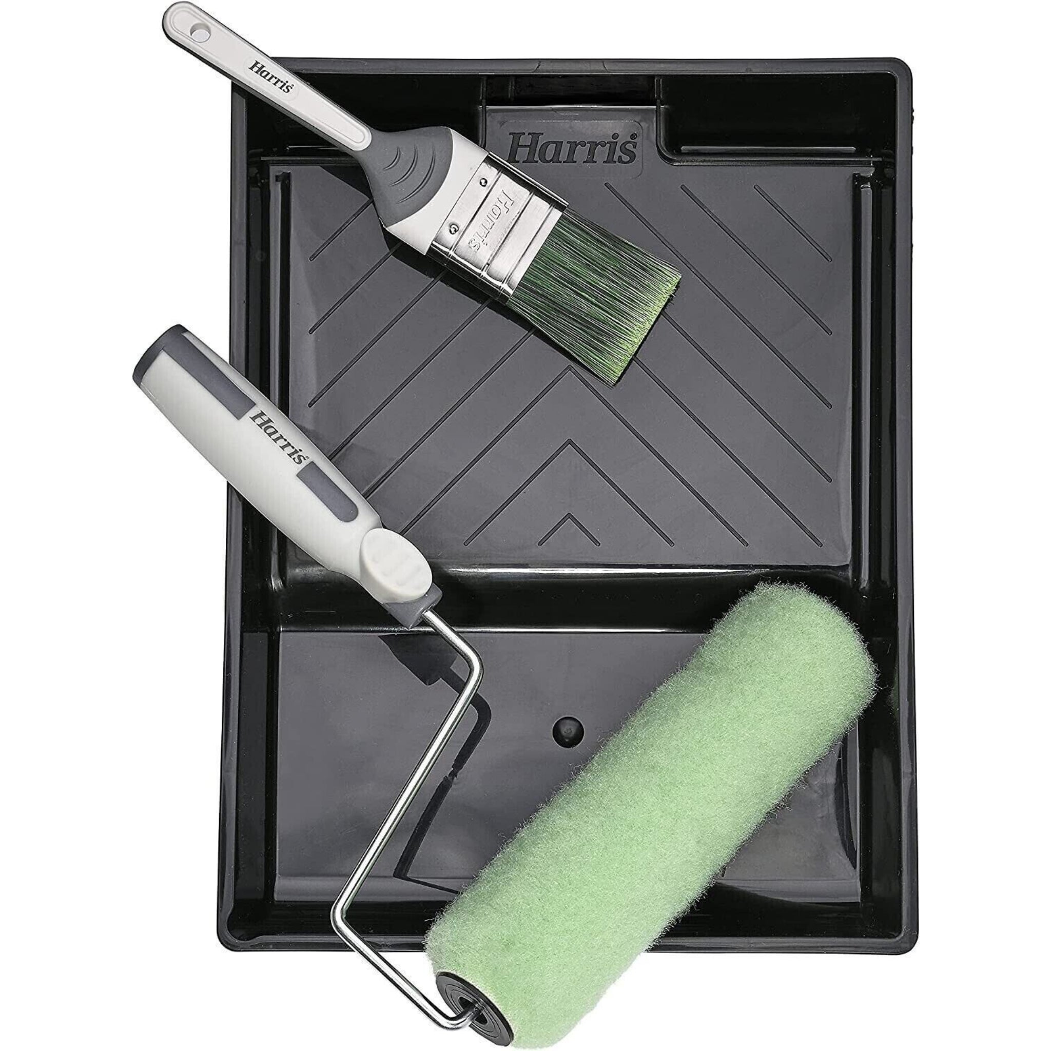 Beclen Harp 9'' Harris Shed Fence And Decking/Woodwork Paint Brush Roller Set Complete Tray Kit
