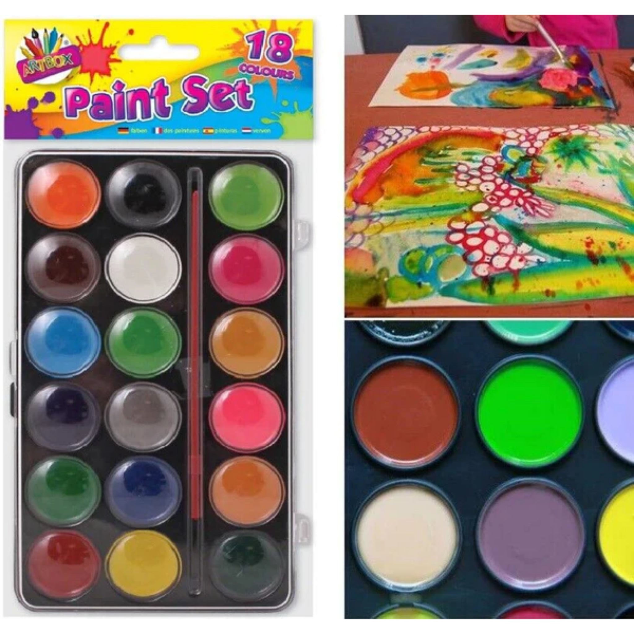 Beclen Harp 18 WATERCOLOUR ARTIST CHILDRENS ART PAINT & BRUSH SET