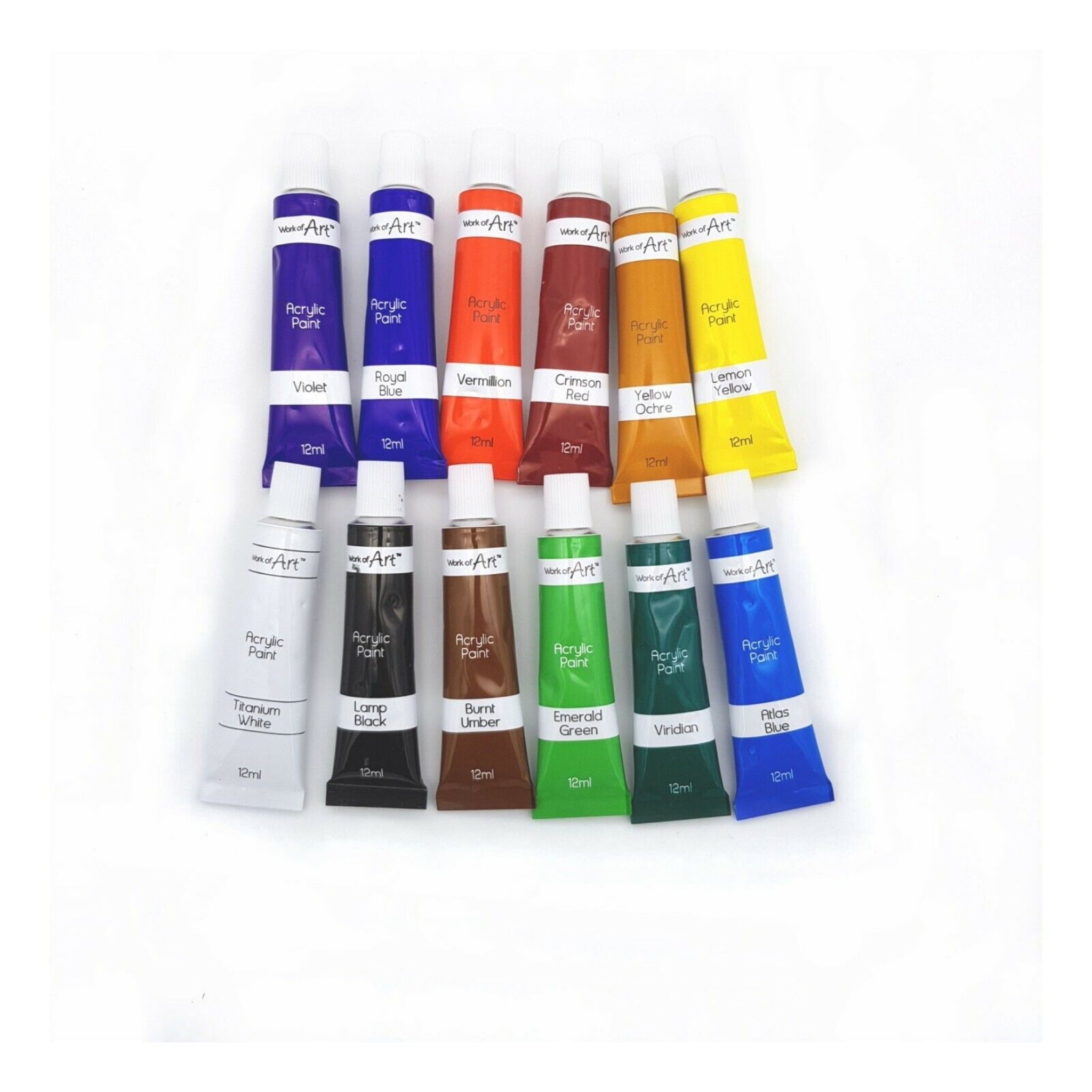 Beclen Harp Artists Acrylic Paint Set 17Pc Brushes Palette Assorted Colour Paints Work Of Art included 12 Tubes, 4 Brushes and Palette