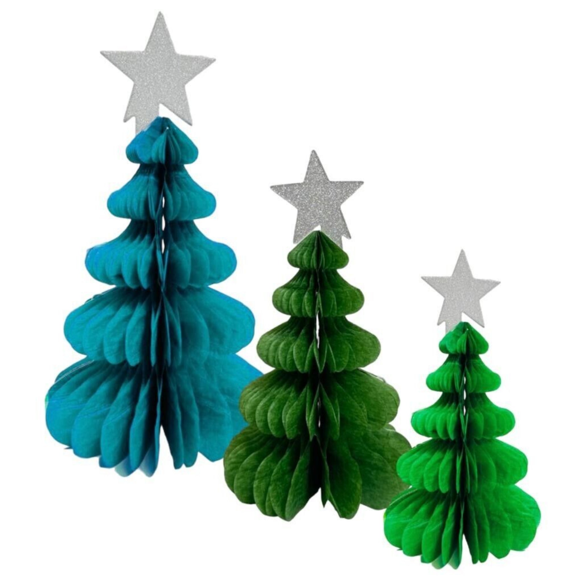 Beclen Harp 5pc Christmas/Xmas Honeycomb Paper Tree/Santa/Snowman Tablescape Decoration-Perfect Christmas/Xmas Party Hanging Decor